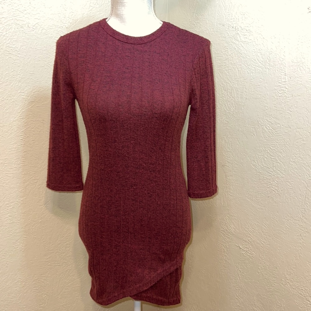 Rue 21 Maroon Sweater Long Sleeve Mini Dress